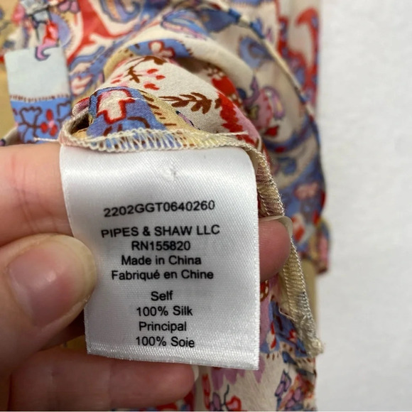 Veronica Beard Andri Paisley Print Silk Chiffon Ruffle Sleeve Sheer Blouse 2 - Picture 10 of 12